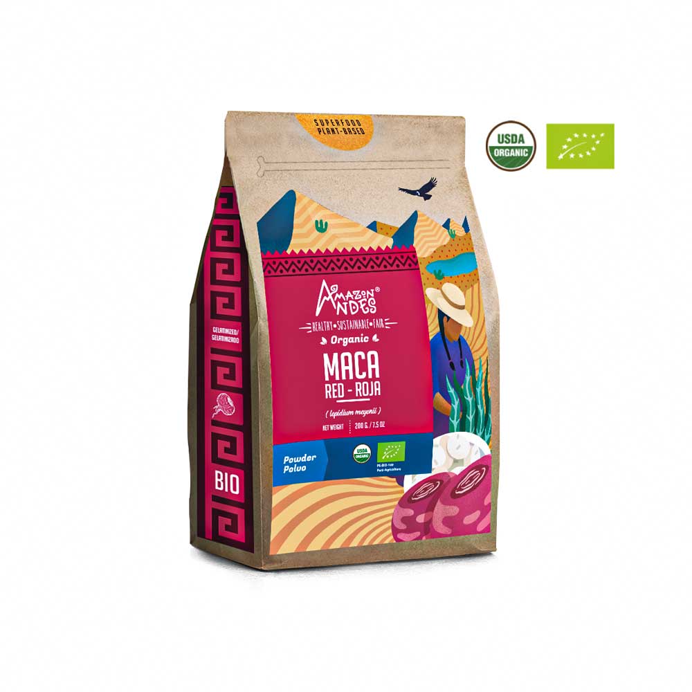 Organic Red Maca Powder Gelatinized | Female Vitality & Energy | 200 g (7 oz) | USDA Organic, Vegan, Non-GMO