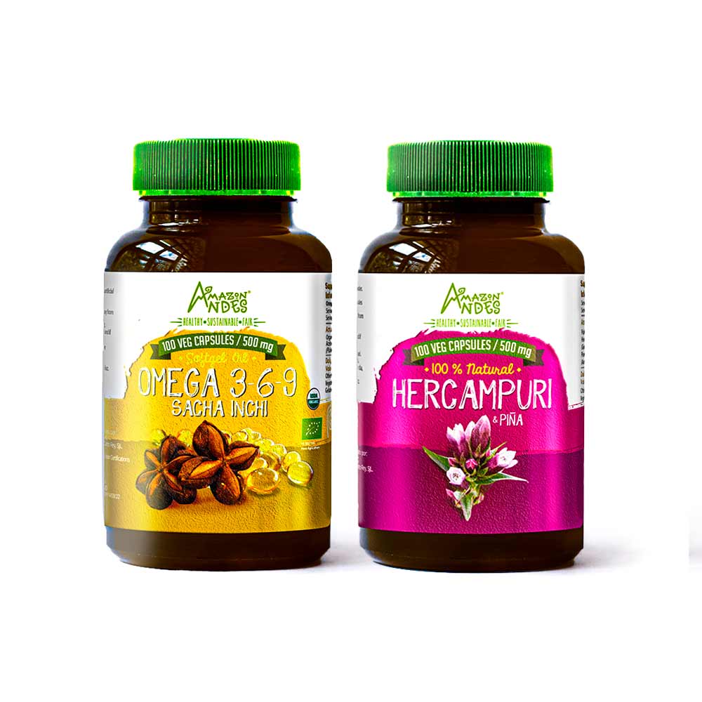 Zero Cholesterol Pack | Sacha Inchi Oil 500 mg + Hercampuri Capsules | Heart & Lipid Support
